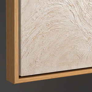 Cuadro enmarcado “Arroyo entre árboles” – Arte abstracto en tonos beige y crema