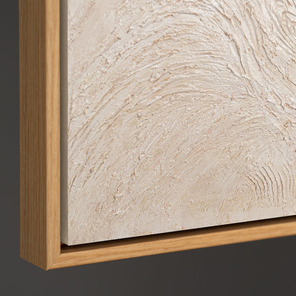 Cuadro enmarcado “Arroyo entre árboles” – Arte abstracto en tonos beige y crema