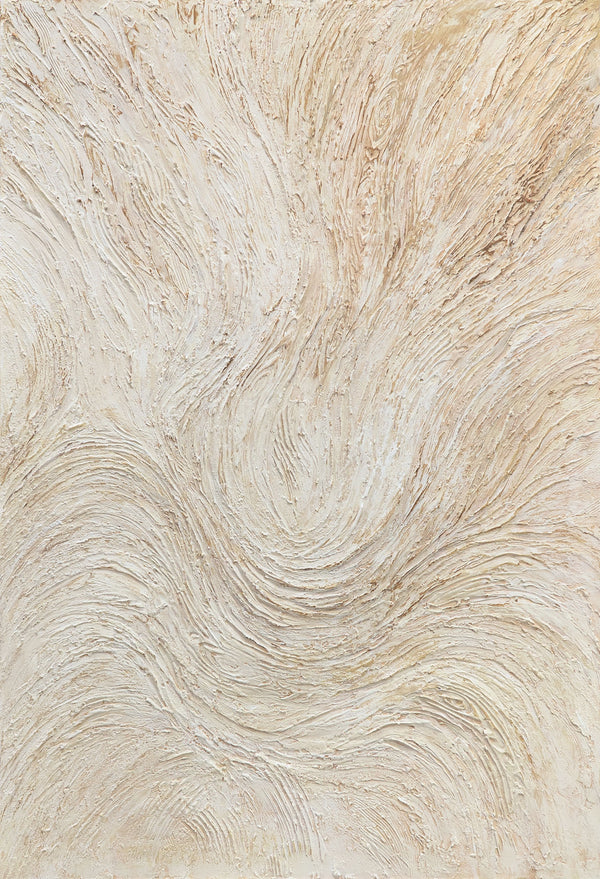 Cuadro enmarcado “Arroyo entre árboles” – Arte abstracto en tonos beige y crema