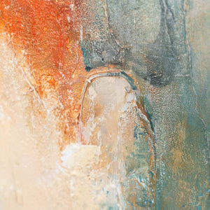 Abstraktes Leinwandbild im Rahmen „Warme Flüstern“ für Wohnzimmer