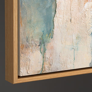 Abstraktes Leinwandbild im Rahmen „Warme Flüstern“ für Wohnzimmer