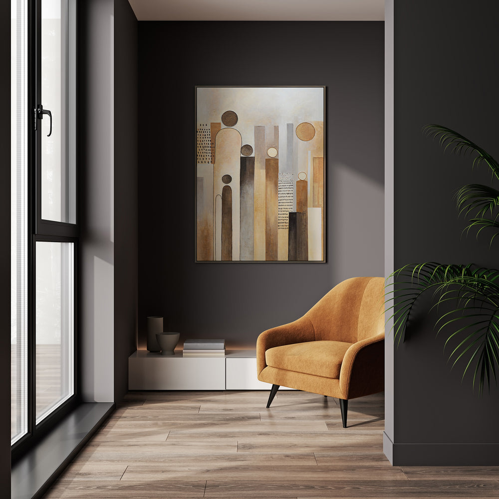 Lienzo abstracto «Ciudad de Figuras» – Cuadros modernos para el salón