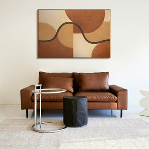 Abstraktes Leinwandbild in Terrakotta und Beige, modernes Wandbild im Wohnzimmer