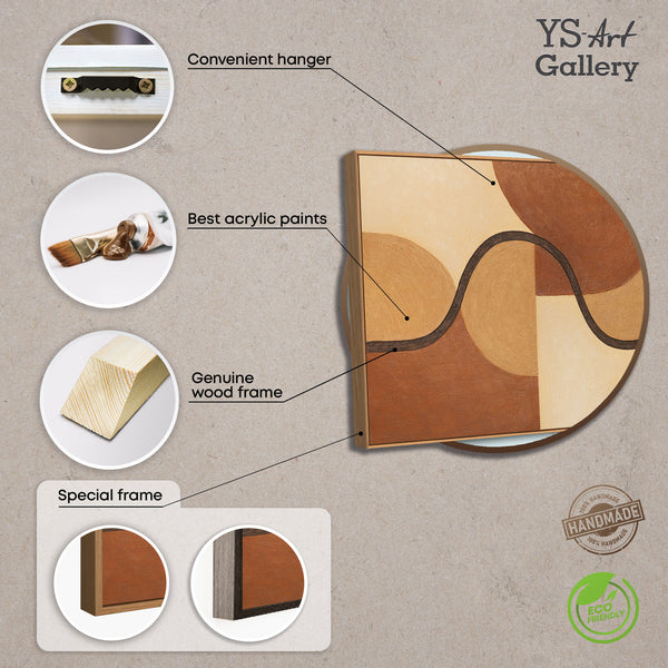 Cuadro geométrico pintado a mano "Entrelazamiento de formas" abstracto enmarcado