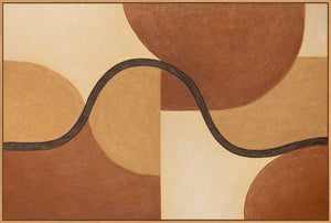 Cuadro geométrico pintado a mano "Entrelazamiento de formas" abstracto enmarcado