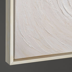 Cuadro abstracto en lienzo "Light Stream" en tonos naturales claros enmarcado.