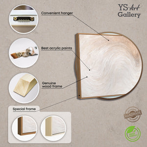 Cuadro abstracto en lienzo "Light Stream" en tonos naturales claros enmarcado.