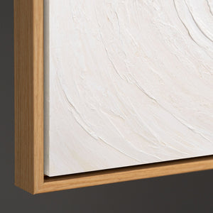 Cuadro abstracto en lienzo "Light Stream" en tonos naturales claros enmarcado.