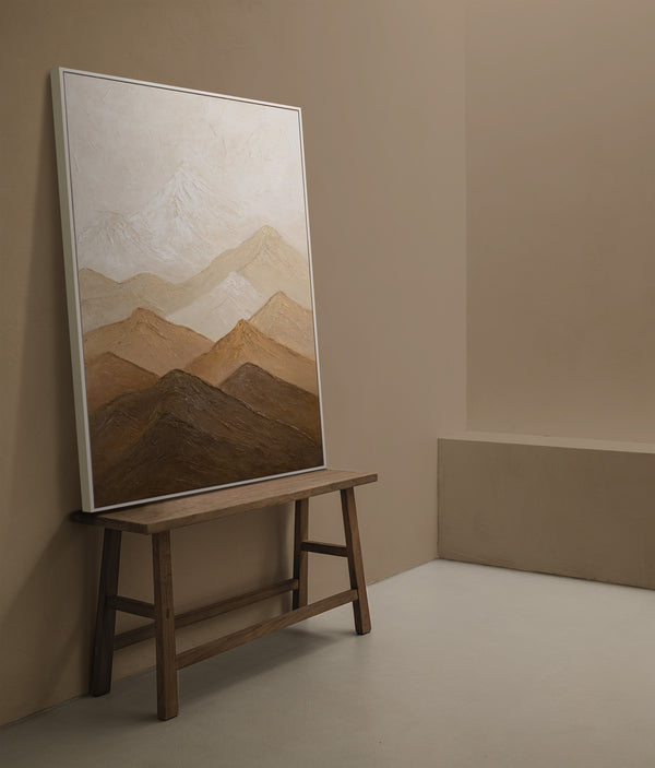 Lienzo enmarcado «Armonía de capas» – Pintura acrílica abstracta en tonos tierra