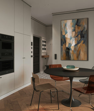 Cuadro pintado a mano sobre lienzo "Paleta del atardecer" – Arte moderno para el salón