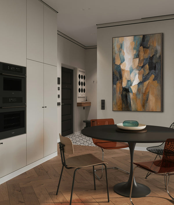 Cuadro pintado a mano sobre lienzo "Paleta del atardecer" – Arte moderno para el salón