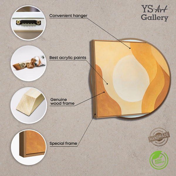 Arte abstracto tranquilo sobre lienzo enmarcado con luz "Abrazo del amanecer"