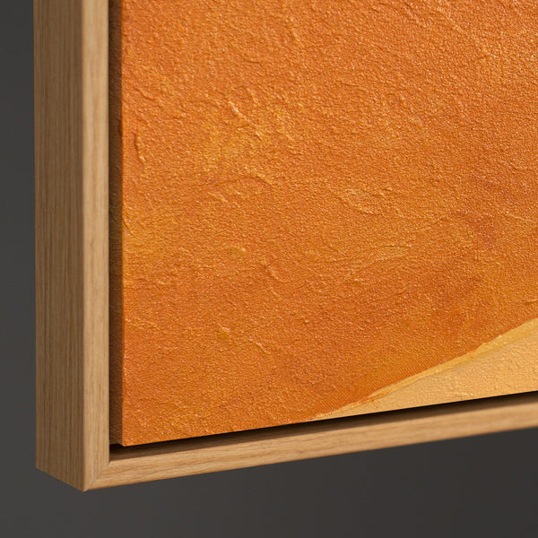 Arte abstracto tranquilo sobre lienzo enmarcado con luz "Abrazo del amanecer"