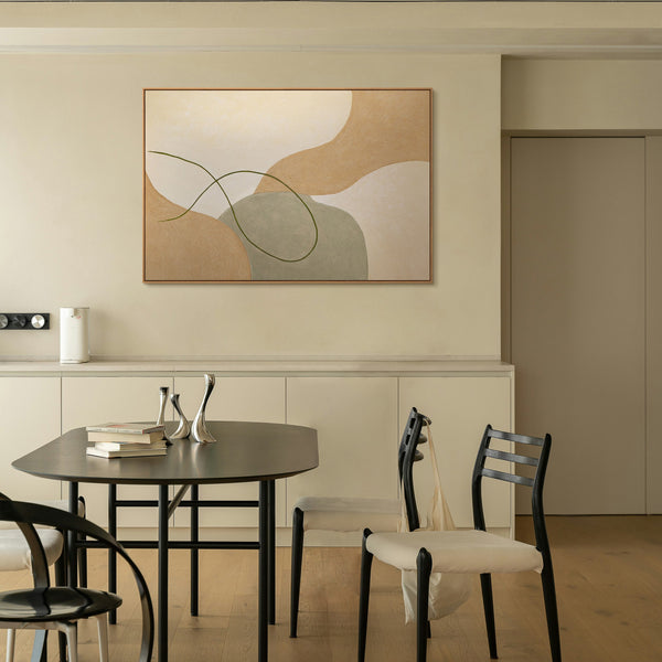 Arte abstracto sobre lienzo enmarcado con líneas suaves “Entrelazado”