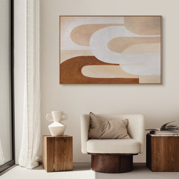 Pinturas modernas sobre lienzo enmarcadas con una estructura fluida “Aliento de Arquitectura”