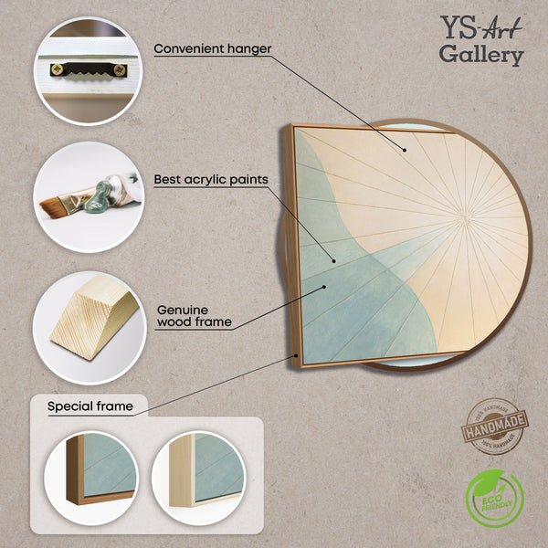 Pinturas acrílicas relajantes en colores naturales como arte mural moderno "Amanecer sobre el mar".