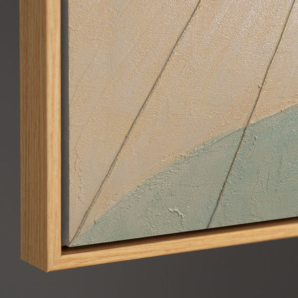 Pinturas acrílicas relajantes en colores naturales como arte mural moderno "Amanecer sobre el mar".