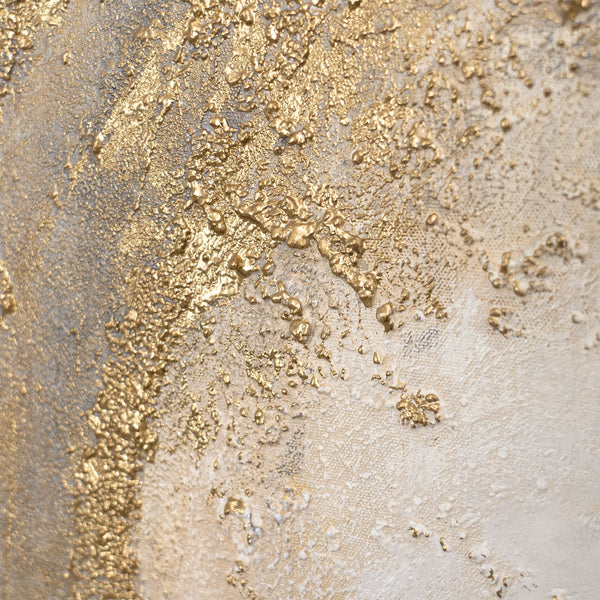 Obra de arte pintada a mano sobre lienzo “Aura Dorada” – Pinturas abstractas con marco