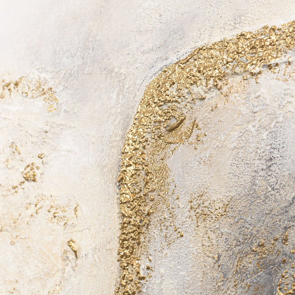 Obra de arte pintada a mano sobre lienzo “Aura Dorada” – Pinturas abstractas con marco