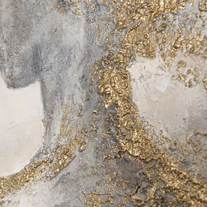 Obra de arte pintada a mano sobre lienzo “Aura Dorada” – Pinturas abstractas con marco