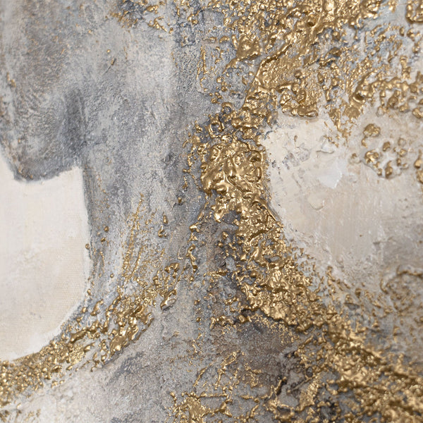 Obra de arte pintada a mano sobre lienzo “Aura Dorada” – Pinturas abstractas con marco