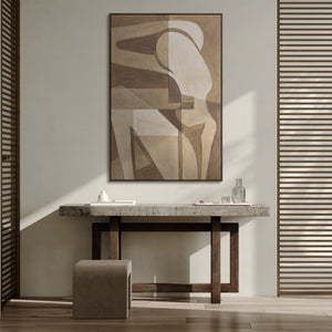 Lienzo enmarcado titulado “Ternura abstracta” – Pintura acrílica estructurada con figura