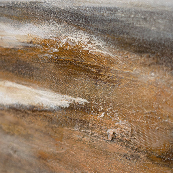 Lienzo enmarcado «Aliento de la estepa» – Paisaje pintado a mano en tonos naturales