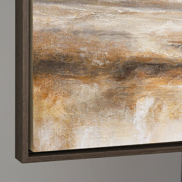 Lienzo enmarcado «Aliento de la estepa» – Paisaje pintado a mano en tonos naturales