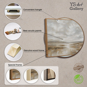 Lienzo enmarcado «Aliento de la estepa» – Paisaje pintado a mano en tonos naturales