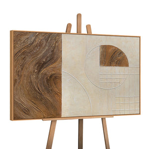 Cuadro abstracto «Líneas y círculos» – Arte geométrico mural con marco