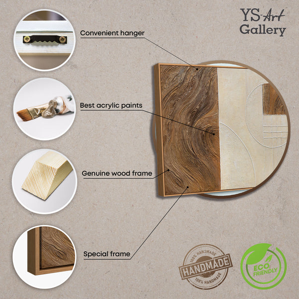 Cuadro abstracto «Líneas y círculos» – Arte geométrico mural con marco