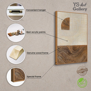 Cuadros abstractos con estructura y geometría en el marco "Líneas y Círculos"