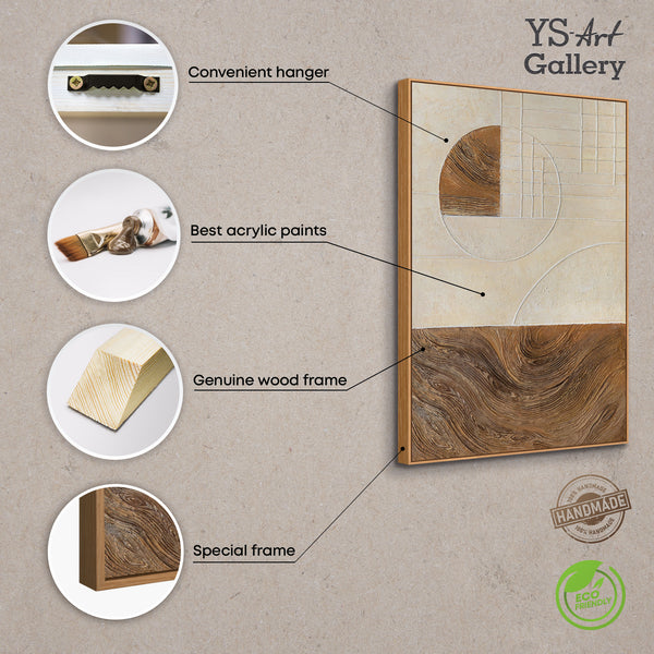 Cuadros abstractos con estructura y geometría en el marco "Líneas y Círculos"