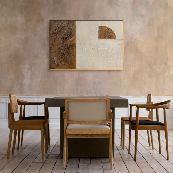 Cuadro abstracto «Líneas y círculos» – Arte geométrico mural con marco