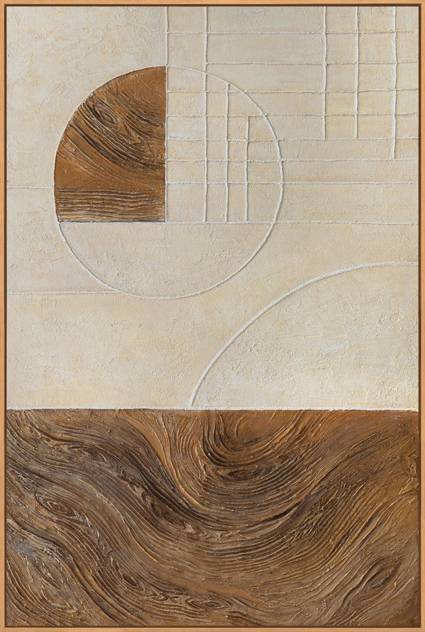 Cuadros abstractos con estructura y geometría en el marco "Líneas y Círculos"