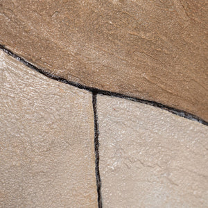 Pintura acrílica redonda «Ornamentos del Tiempo» – Arte estructural abstracto en tonos tierra