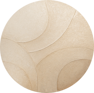 Cuadro abstracto redondo “Adornos del viento” – Arte mural en beige