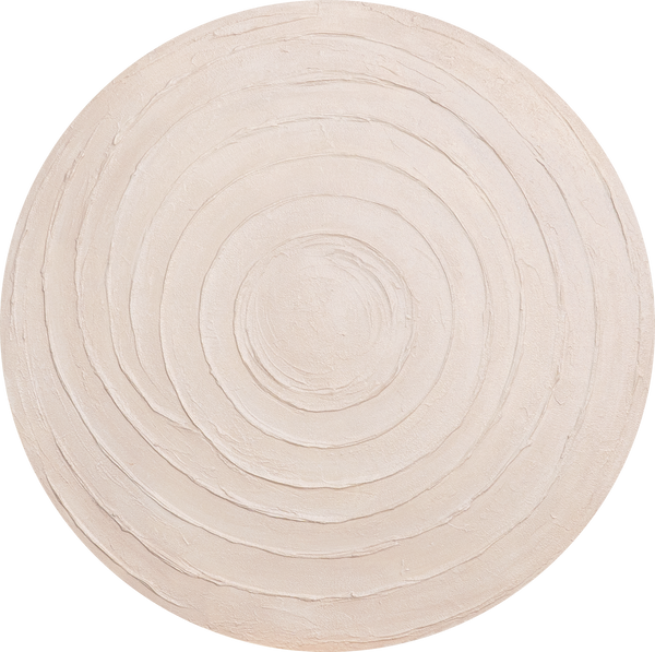 Cuadro abstracto redondo acrílico "Ritmo Circular" - decoración de pared en tonos naturales