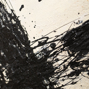 Lienzo enmarcado "El poder de la pincelada" – Arte abstracto pintado a mano en negro y beige