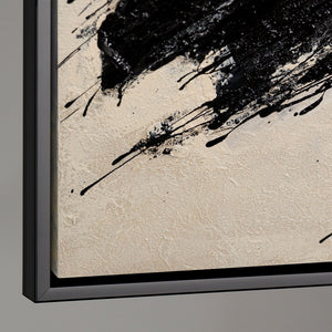 Lienzo enmarcado "El poder de la pincelada" – Arte abstracto pintado a mano en negro y beige