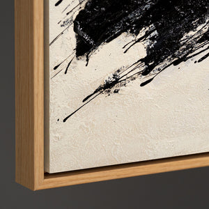 Lienzo enmarcado "El poder de la pincelada" – Arte abstracto pintado a mano en negro y beige