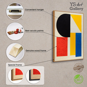 Pintura acrílica moderna con marco “Contrastes” – Formas geométricas abstractas sobre lienzo