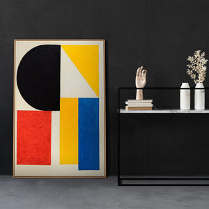 Pintura acrílica moderna con marco “Contrastes” – Formas geométricas abstractas sobre lienzo