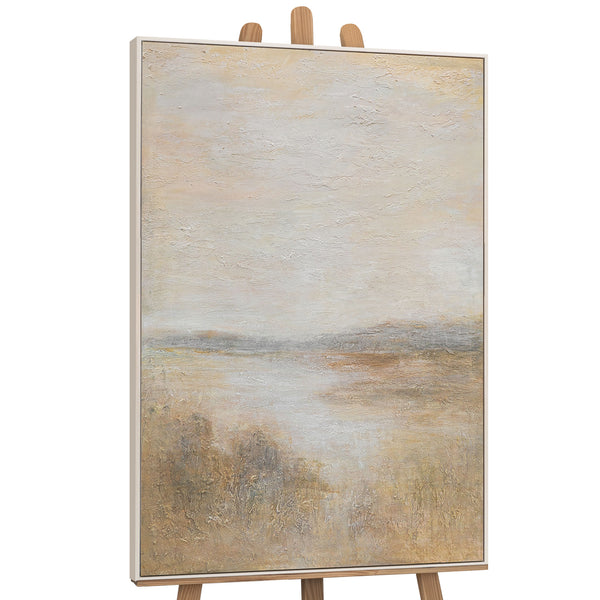 Cuadro moderno enmarcado "Mañana brumosa" – pintura acrílica texturizada sobre lienzo