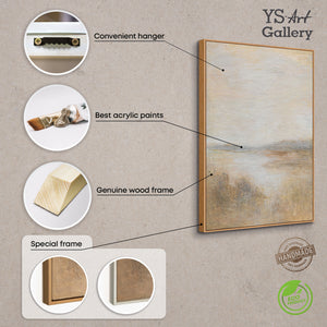Cuadro moderno enmarcado "Mañana brumosa" – pintura acrílica texturizada sobre lienzo