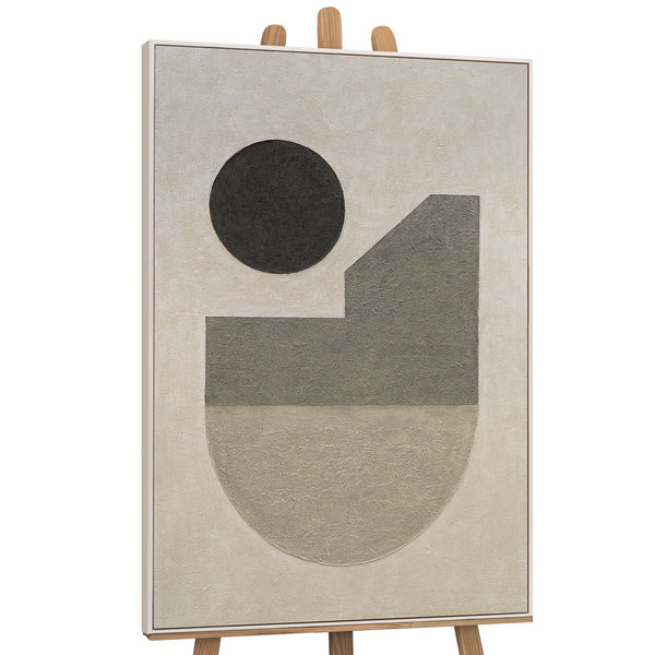 Arte mural geométrico “El silencio de la geometría” – Pintura acrílica minimalista pintada a mano