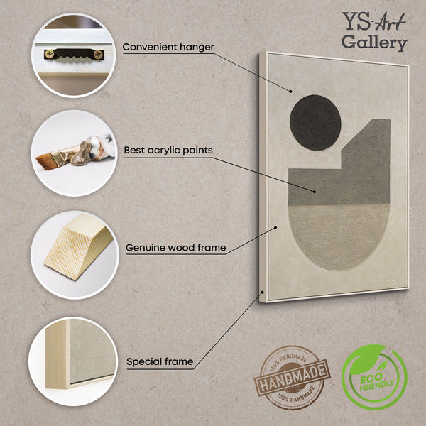 Arte mural geométrico “El silencio de la geometría” – Pintura acrílica minimalista pintada a mano