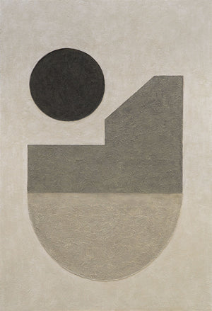 Arte mural geométrico “El silencio de la geometría” – Pintura acrílica minimalista pintada a mano