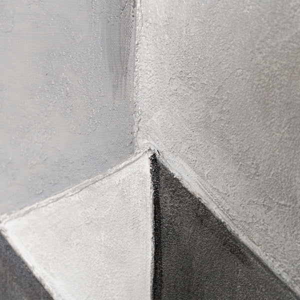 Cuadro abstracto enmarcado “Paisajes urbanos” – Pintura acrílica moderna en gris y negro