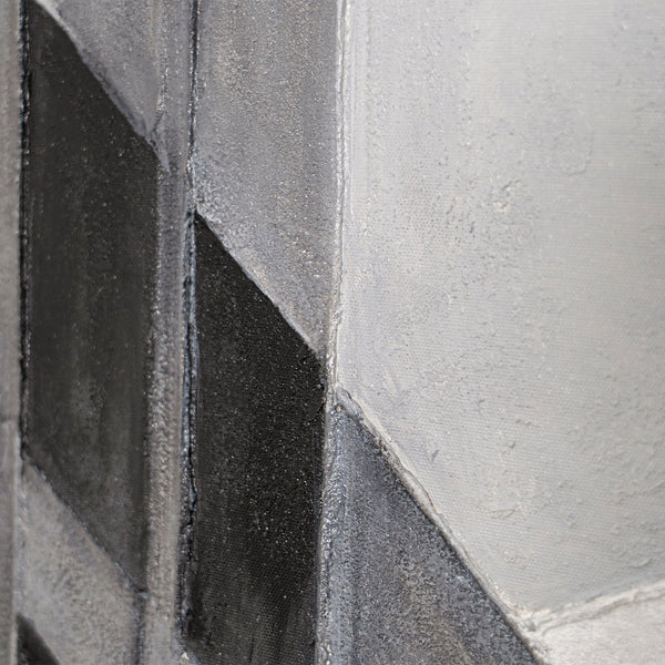 Cuadro abstracto enmarcado “Paisajes urbanos” – Pintura acrílica moderna en gris y negro